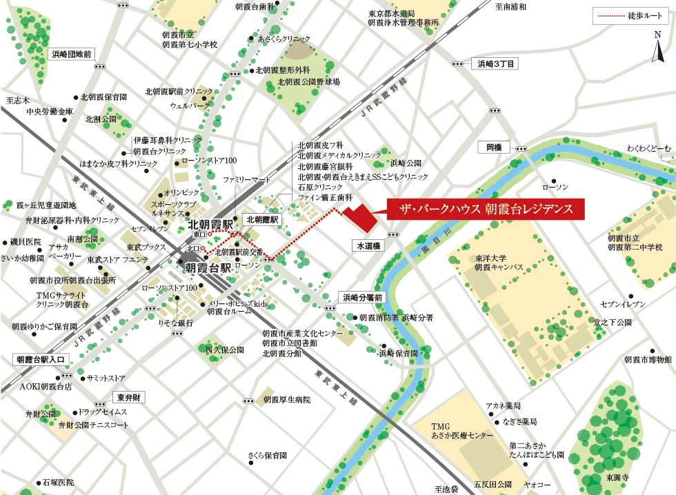 「ザ・パークハウス 朝霞台レジデンス」の現地案内図