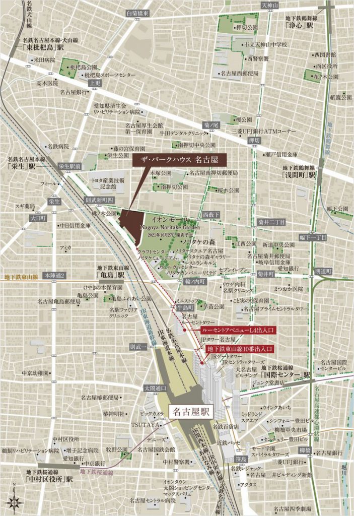「ザ・パークハウス 名古屋」の現地案内図