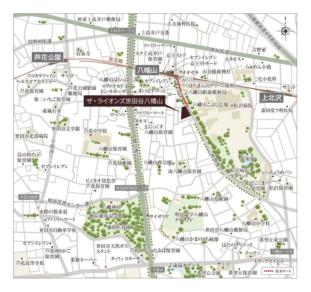 「ザ・ライオンズ八幡山」の現地案内図